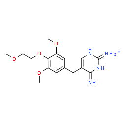 ChemSpider 2D Image | 4-Amino-5-[3,5-dimethoxy-4-(2-methoxyethoxy)benzyl]-2-pyrimidinaminium | C16H23N4O4
