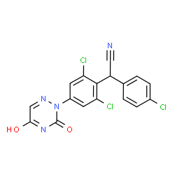 ChemSpider 2D Image | (4-Chlorophenyl)[2,6-dichloro-4-(3,5-dioxo-4,5-dihydro-1,2,4-triazin-2(3H)-yl)phenyl]acetonitrile | C17H9Cl3N4O2