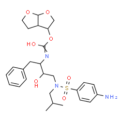ChemSpider 2D Image | Hexahydrofuro[2,3-b]furan-3-yl (4-{[(4-aminophenyl)sulfonyl](isobutyl)amino}-3-hydroxy-1-phenyl-2-butanyl)carbamate | C27H37N3O7S