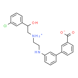 ChemSpider 2D Image | 3'-[(2-{[2-(3-Chlorophenyl)-2-hydroxyethyl]ammonio}ethyl)amino]-3-biphenylcarboxylate | C23H23ClN2O3