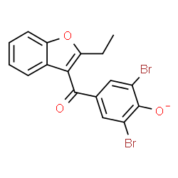 ChemSpider 2D Image | 2,6-Dibromo-4-[(2-ethyl-1-benzofuran-3-yl)carbonyl]phenolate | C17H11Br2O3