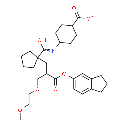 ChemSpider 2D Image | 4-{[(1-{3-(2,3-Dihydro-1H-inden-5-yloxy)-2-[(2-methoxyethoxy)methyl]-3-oxopropyl}cyclopentyl)carbonyl]amino}cyclohexanecarboxylate | C29H40NO7