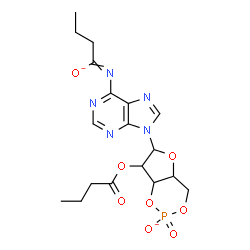 ChemSpider 2D Image | N-{9-[7-(Butyryloxy)-2,2-dioxidotetrahydro-4H-furo[3,2-d][1,3,2]dioxaphosphinin-6-yl]-9H-purin-6-yl}butanimidate | C18H22N5O8P
