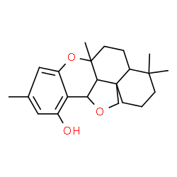 ChemSpider 2D Image | 4,4,6a,9-Tetramethyl-1,2,3,4,4a,5,6,6a,11b,13b-decahydrobenzo[a]furo[2,3,4-mn]xanthen-11-ol | C22H30O3
