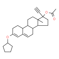 ChemSpider 2D Image | 3-(Cyclopentyloxy)-19-norpregna-3,5-dien-20-yn-17-yl acetate | C27H36O3