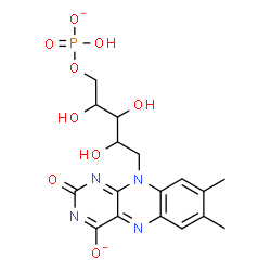 ChemSpider 2D Image | 1-Deoxy-1-(7,8-dimethyl-4-oxido-2-oxobenzo[g]pteridin-10(2H)-yl)-5-O-(hydroxyphosphinato)pentitol | C17H19N4O9P