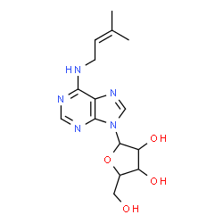 ChemSpider 2D Image | N-(3-Methyl-2-buten-1-yl)-9-pentofuranosyl-9H-purin-6-amine | C15H21N5O4