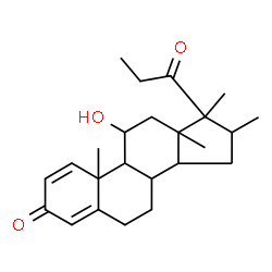 ChemSpider 2D Image | 11-Hydroxy-10,13,16,17-tetramethyl-17-propionyl-6,7,8,9,10,11,12,13,14,15,16,17-dodecahydro-3H-cyclopenta[a]phenanthren-3-one | C24H34O3
