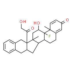 ChemSpider 2D Image | 4b-Fluoro-6b-glycoloyl-5-hydroxy-4a,6a-dimethyl-4a,4b,5,6,6a,6b,7,12,12a,13,13a,13b,14,15-tetradecahydro-2H-benzo[5,6]indeno[2,1-a]phenanthren-2-one | C29H33FO4