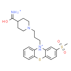 ChemSpider 2D Image | 10-{3-[4-(Ammoniocarbonyl)-1-piperidinyl]propyl}-2-(methylsulfonyl)-10H-phenothiazin-10-ium | C22H29N3O3S2