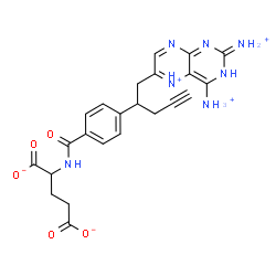ChemSpider 2D Image | 2-({4-[1-(2,4-Diammoniopteridin-5-ium-6-yl)-4-pentyn-2-yl]benzoyl}amino)pentanedioate | C23H24N7O5
