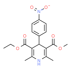 ChemSpider 2D Image | Ethyl methyl 2,6-dimethyl-4-(4-nitrophenyl)-1,4-dihydro-3,5-pyridinedicarboxylate | C18H20N2O6