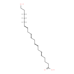 ChemSpider 2D Image | 20-Hydroxy(16,16,17,17,18,18-~2~H_6_)-5,8,11,14-icosatetraenoic acid | C20H26D6O3