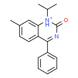 ChemSpider 2D Image | 1-Isopropyl-7-methyl-2-oxo-4-phenyl-1,2-dihydroquinazolin-1-ium | C18H19N2O