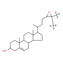 ChemSpider 2D Image | (26,26,26,27,27,27-~2~H_6_)-24,25-Epoxycholest-5-en-3-ol | C27H38D6O2