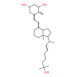 ChemSpider 2D Image | 5-{2-[1-(8-Hydroxy-8-methyl-3-nonen-2-yl)-7a-methyloctahydro-4H-inden-4-ylidene]ethylidene}-4-methylene-1,3-cyclohexanediol | C29H46O3