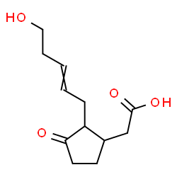 ChemSpider 2D Image | [2-(5-Hydroxy-2-penten-1-yl)-3-oxocyclopentyl]acetic acid | C12H18O4
