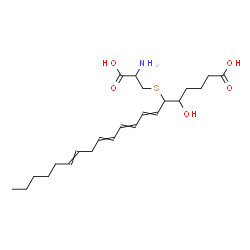 ChemSpider 2D Image | 6-[(2-Amino-2-carboxyethyl)sulfanyl]-5-hydroxy-7,9,11,14-icosatetraenoic acid | C23H37NO5S