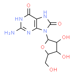 ChemSpider 2D Image | 2-Amino-9-pentofuranosyl-7,9-dihydro-1H-purine-6,8-dione | C10H13N5O6
