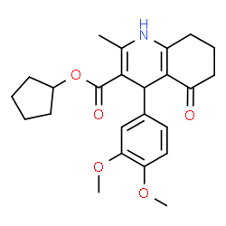 ChemSpider 2D Image | Cyclopentyl 4-(3,4-dimethoxyphenyl)-2-methyl-5-oxo-1,4,5,6,7,8-hexahydro-3-quinolinecarboxylate | C24H29NO5