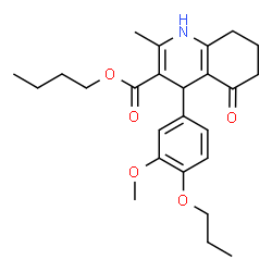 ChemSpider 2D Image | Butyl 4-(3-methoxy-4-propoxyphenyl)-2-methyl-5-oxo-1,4,5,6,7,8-hexahydro-3-quinolinecarboxylate | C25H33NO5