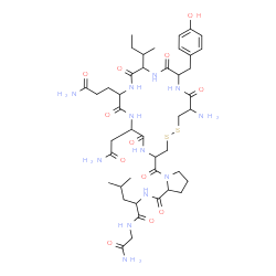 ChemSpider 2D Image | 1-{[19-Amino-7-(2-amino-2-oxoethyl)-10-(3-amino-3-oxopropyl)-13-sec-butyl-16-(4-hydroxybenzyl)-6,9,12,15,18-pentaoxo-1,2-dithia-5,8,11,14,17-pentaazacycloicosan-4-yl]carbonyl}prolylleucylglycinamide | C43H66N12O12S2