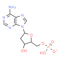 ChemSpider 2D Image | 9-[2-Deoxy-5-O-(hydroxyphosphinato)pentofuranosyl]-9H-purin-6-amine | C10H13N5O6P