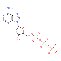 ChemSpider 2D Image | 9-[2-Deoxy-5-O-({[(phosphonatooxy)phosphinato]oxy}phosphinato)pentofuranosyl]-9H-purin-6-amine | C10H12N5O12P3