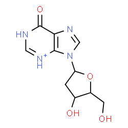 ChemSpider 2D Image | 9-(2-Deoxypentofuranosyl)-6-oxo-6,9-dihydro-1H-purin-3-ium | C10H13N4O4