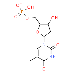 ChemSpider 2D Image | 1-[2-Deoxy-5-O-(hydroxyphosphinato)pentofuranosyl]-5-methyl-2,4(1H,3H)-pyrimidinedione | C10H14N2O8P