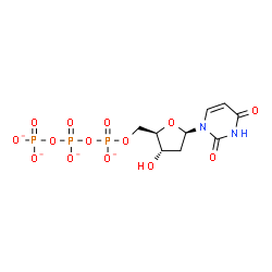 ChemSpider 2D Image | 2'-Deoxy-5'-O-({[(phosphonatooxy)phosphinato]oxy}phosphinato)uridine | C9H11N2O14P3