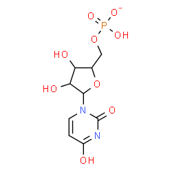 ChemSpider 2D Image | 1-[5-O-(Hydroxyphosphinato)pentofuranosyl]-2,4(1H,3H)-pyrimidinedionato | C9H12N2O9P
