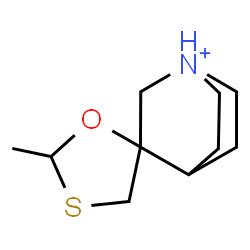 ChemSpider 2D Image | 2'-Methylspiro[4-azoniabicyclo[2.2.2]octane-2,5'-[1,3]oxathiolane] | C10H18NOS