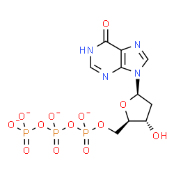 ChemSpider 2D Image | 2'-Deoxy-5'-O-({[(phosphonatooxy)phosphinato]oxy}phosphinato)inosine | C10H11N4O13P3