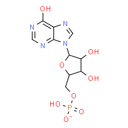 ChemSpider 2D Image | [(2S,3R,4R,5S)-3,4-dihydroxy-5-(6-hydroxypurin-9-yl)tetrahydrofuran-2-yl]methyl hydrogen phosphate | C10H12N4O8P
