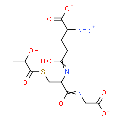 ChemSpider 2D Image | 2-Ammonio-5-({1-[(carboxylatomethyl)amino]-3-(lactoylsulfanyl)-1-oxo-2-propanyl}amino)-5-oxopentanoate | C13H20N3O8S