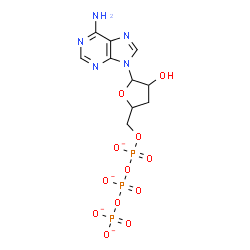 ChemSpider 2D Image | 9-[3-Deoxy-5-O-({[(phosphonatooxy)phosphinato]oxy}phosphinato)pentofuranosyl]-9H-purin-6-amine | C10H12N5O12P3