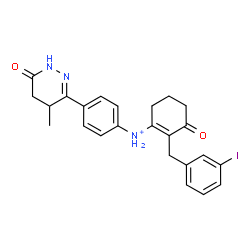 ChemSpider 2D Image | N-[2-(3-Iodobenzyl)-3-oxo-1-cyclohexen-1-yl]-4-(4-methyl-6-oxo-1,4,5,6-tetrahydro-3-pyridazinyl)anilinium | C24H25IN3O2