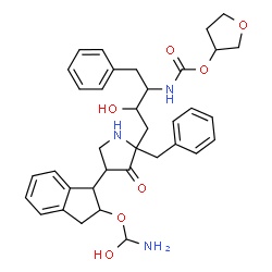 ChemSpider 2D Image | Tetrahydro-3-furanyl [4-(4-{2-[amino(hydroxy)methoxy]-2,3-dihydro-1H-inden-1-yl}-2-benzyl-3-oxo-2-pyrrolidinyl)-3-hydroxy-1-phenyl-2-butanyl]carbamate | C36H43N3O7