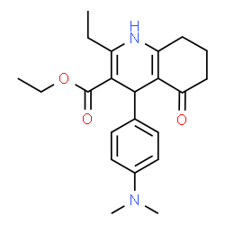 ChemSpider 2D Image | Ethyl 4-[4-(dimethylamino)phenyl]-2-ethyl-5-oxo-1,4,5,6,7,8-hexahydro-3-quinolinecarboxylate | C22H28N2O3
