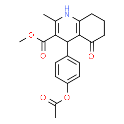 ChemSpider 2D Image | Methyl 4-(4-acetoxyphenyl)-2-methyl-5-oxo-1,4,5,6,7,8-hexahydro-3-quinolinecarboxylate | C20H21NO5