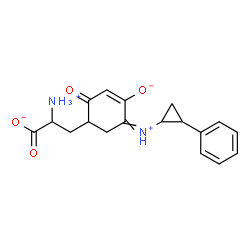 ChemSpider 2D Image | 2-Ammonio-3-{4-oxido-2-oxo-5-[(2-phenylcyclopropyl)iminio]-3-cyclohexen-1-yl}propanoate | C18H20N2O4