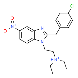 ChemSpider 2D Image | 2-[2-(4-Chlorobenzyl)-5-nitro-1H-benzimidazol-1-yl]-N,N-diethylethanaminium | C20H24ClN4O2