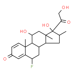 ChemSpider 2D Image | 6-Fluoro-11,17,21-trihydroxy-16-methylpregna-1,4-diene-3,20-dione | C22H29FO5