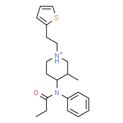 ChemSpider 2D Image | 3-Methyl-4-[phenyl(propionyl)amino]-1-[2-(2-thienyl)ethyl]piperidinium | C21H29N2OS