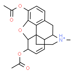 ChemSpider 2D Image | 17-Methyl-7,8-didehydro-4,5-epoxymorphinan-17-ium-3,6-diyl diacetate | C21H24NO5