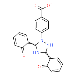 ChemSpider 2D Image | 4-[3,5-Bis(6-oxo-2,4-cyclohexadien-1-ylidene)-1,2,4-triazolidin-1-yl]benzoate | C21H14N3O4