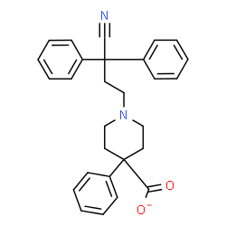 ChemSpider 2D Image | 1-(3-Cyano-3,3-diphenylpropyl)-4-phenyl-4-piperidinecarboxylate | C28H27N2O2