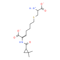 ChemSpider 2D Image | 7-[(2-Ammonio-2-carboxylatoethyl)sulfanyl]-2-{[(2,2-dimethylcyclopropyl)carbonyl]amino}-2-heptenoate | C16H25N2O5S