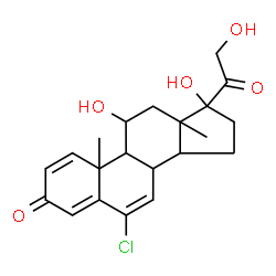 ChemSpider 2D Image | 6-Chloro-11,17,21-trihydroxypregna-1,4,6-triene-3,20-dione | C21H25ClO5